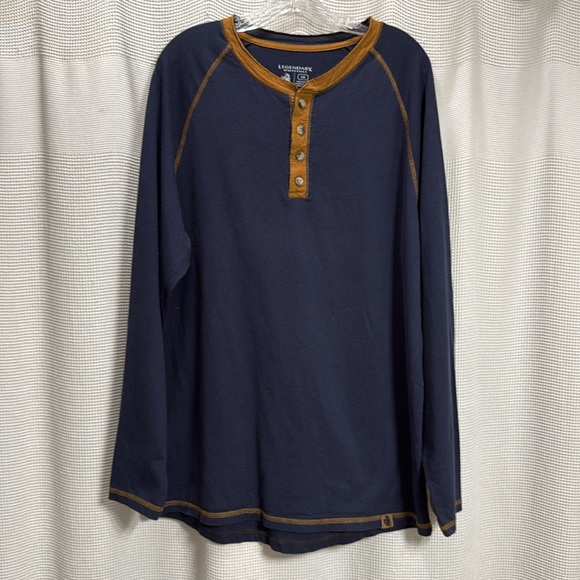 Legendary Whitetails Men's Recluse Henley SZ L Navy/tan EUC cotton layer fall - Picture 2 of 7